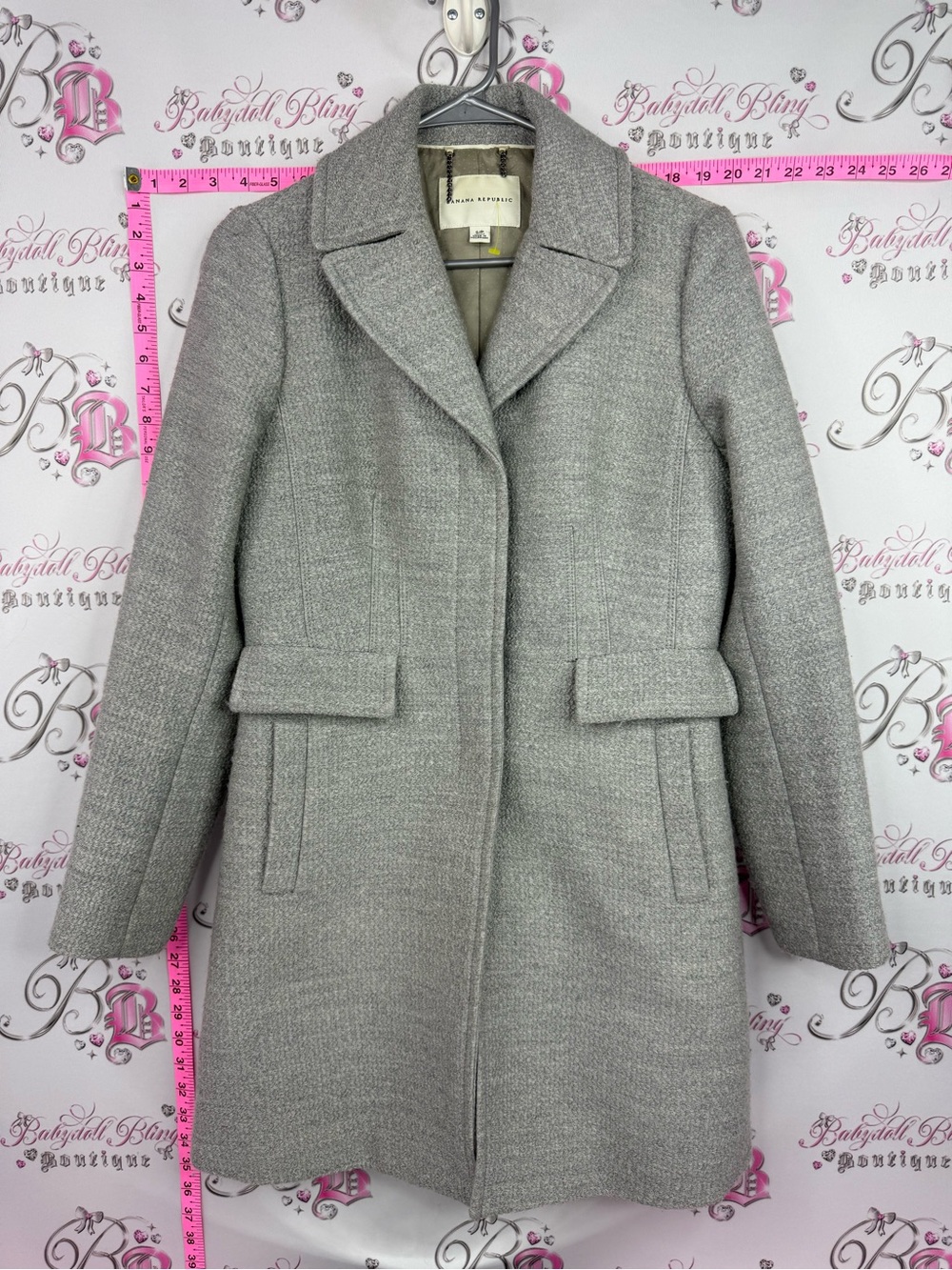 Banana Republic coat wool grey Light Gray Wool-Blend Pea jacket